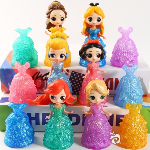 Princess Change Crystal Clothes 6 Figures 12 Dresses Miniature Display ...