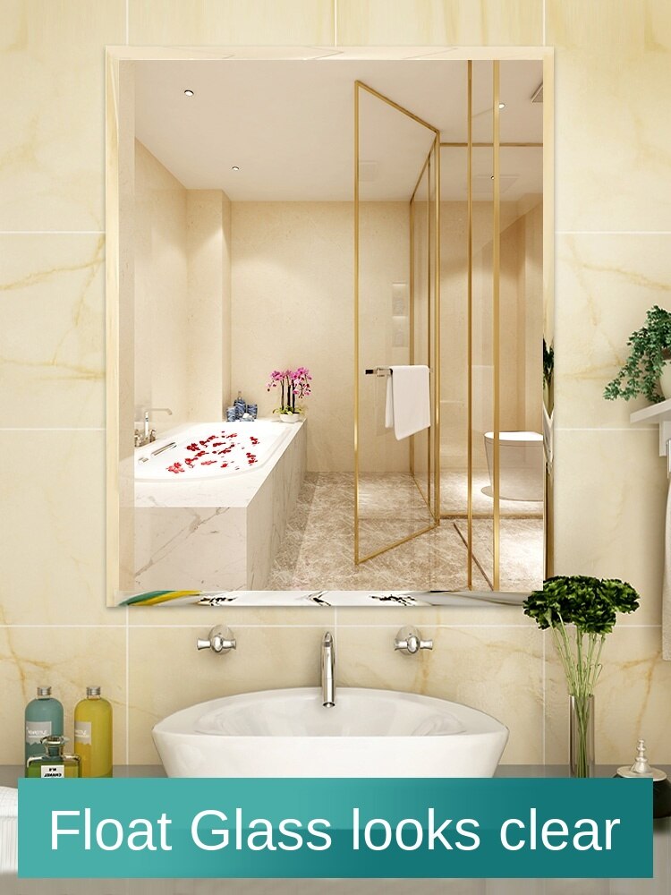 Bathroom mirror Frameless stick to wall self adhesive toilet washstand ...