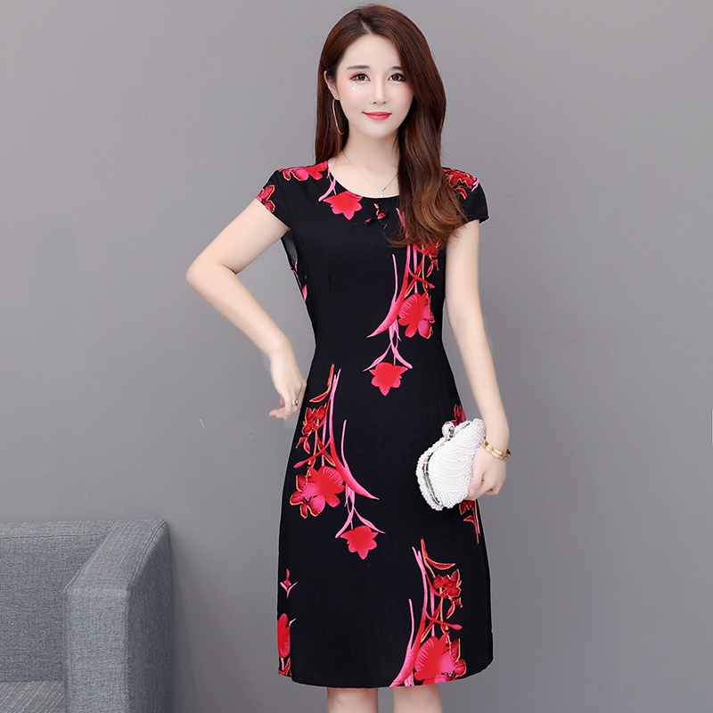 Vintage Contrast Color Loose O-neck hotsell Short Sleeve Dress For Women