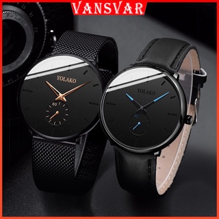 Fashion Mens Business Black Watches Luxury Stainless Steel Ultra Thin Mesh Belt Quartz Men Wrist