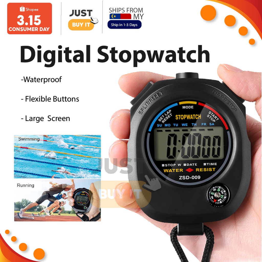 Sports Stopwatch Waterproof Digital Timer Counter accurate Sports Alarm ...