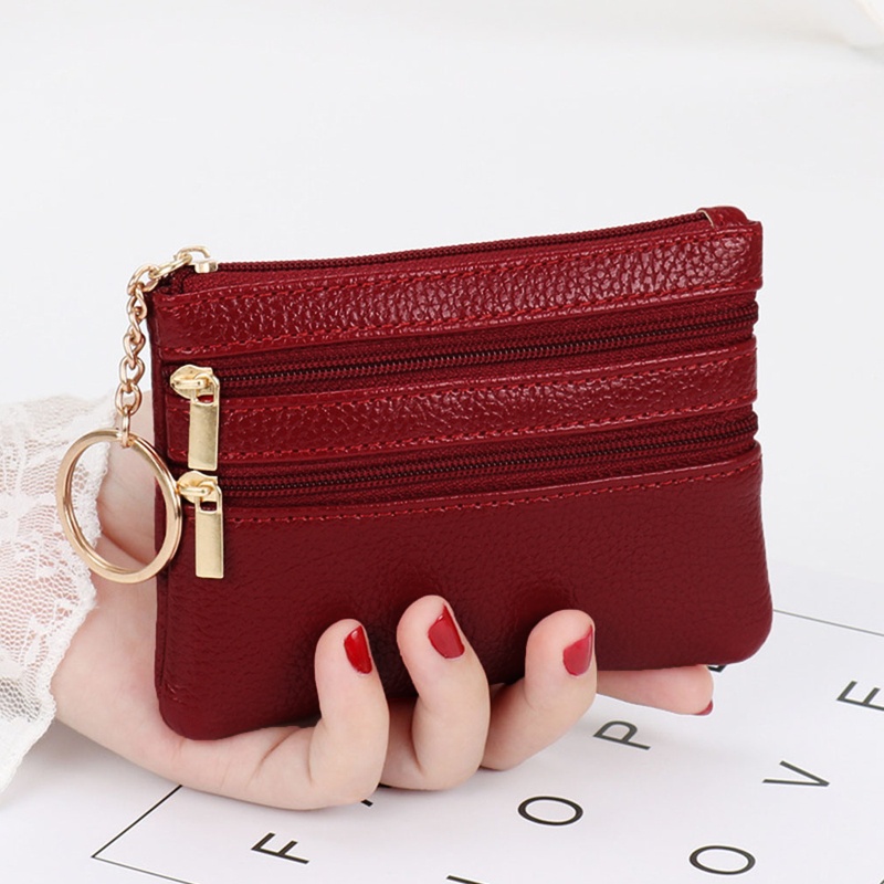 BST Fashion Women PU Leather Coin Card Wallet Key Ring Pouch Small Coin Purse Zipper Pocket Change Bag Shopee Singapore