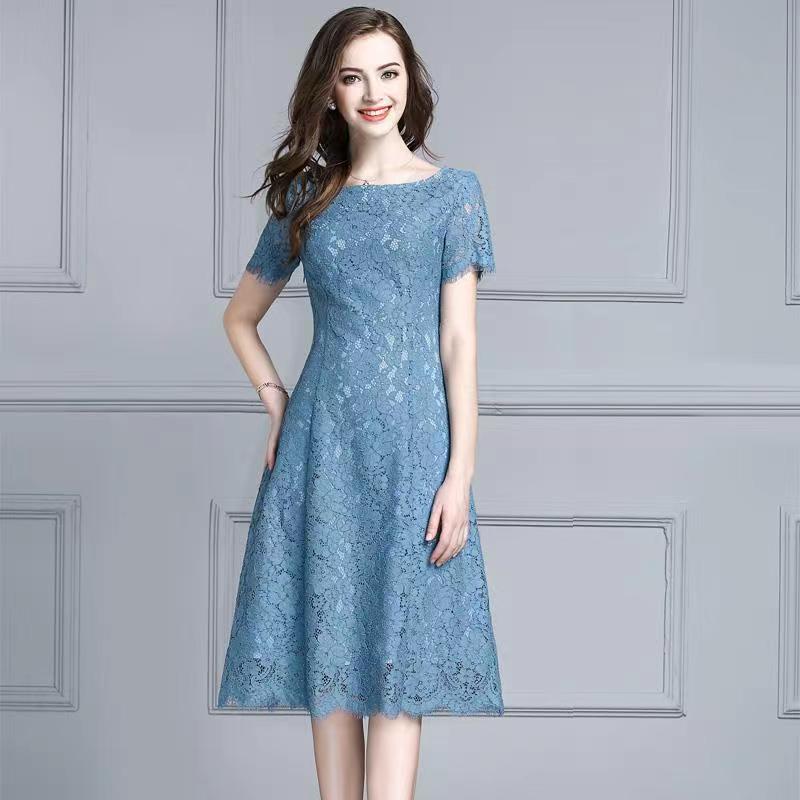 Elegant High-end Lace Dress Fashion Short Sleeve A Line Plus Size ...