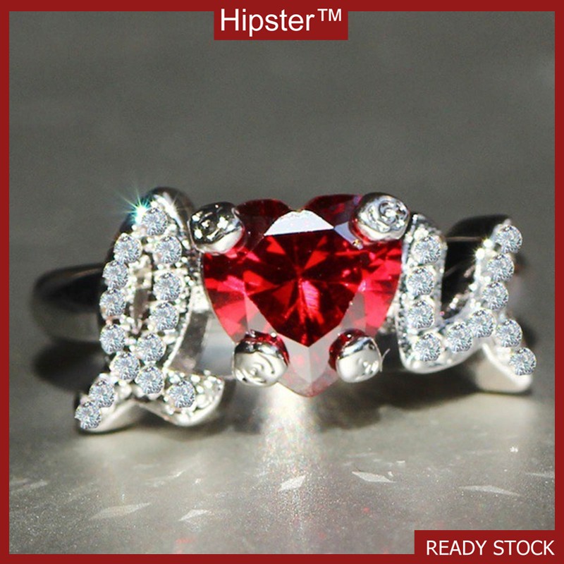 Red diamond engagement on sale ring