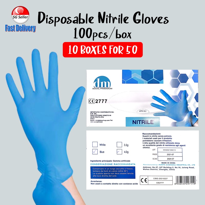 [BUY 1 FREE 1]Disposable Nitrile Gloves Powder Free 100pcs/Box/Food
