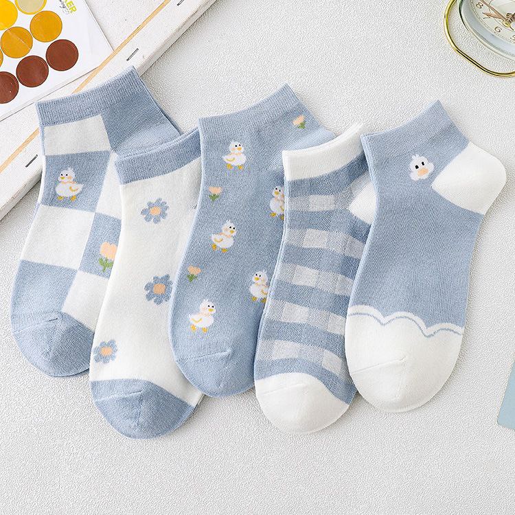 (SG Stock) Cute Ducks with Flower Socks | Women Ankle Socks | Animal ...