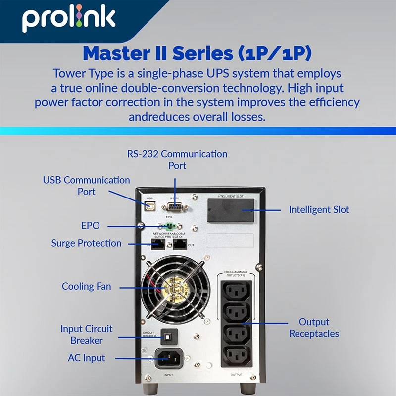 Prolink Online UPS 1000VA 900Watt Uninterruptible Power Supply+Power Backup+Stabilizer - Gambar 4