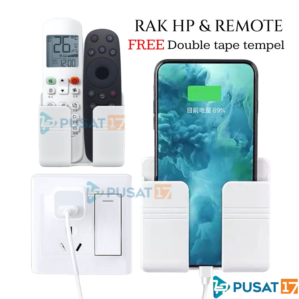 RAK GANTUNG HP CHARGER REMOTE TV AC TEMPEL TEMBOK HOLDER PHONE CAS TEMPEL DINDING HOOK HANDPHONE