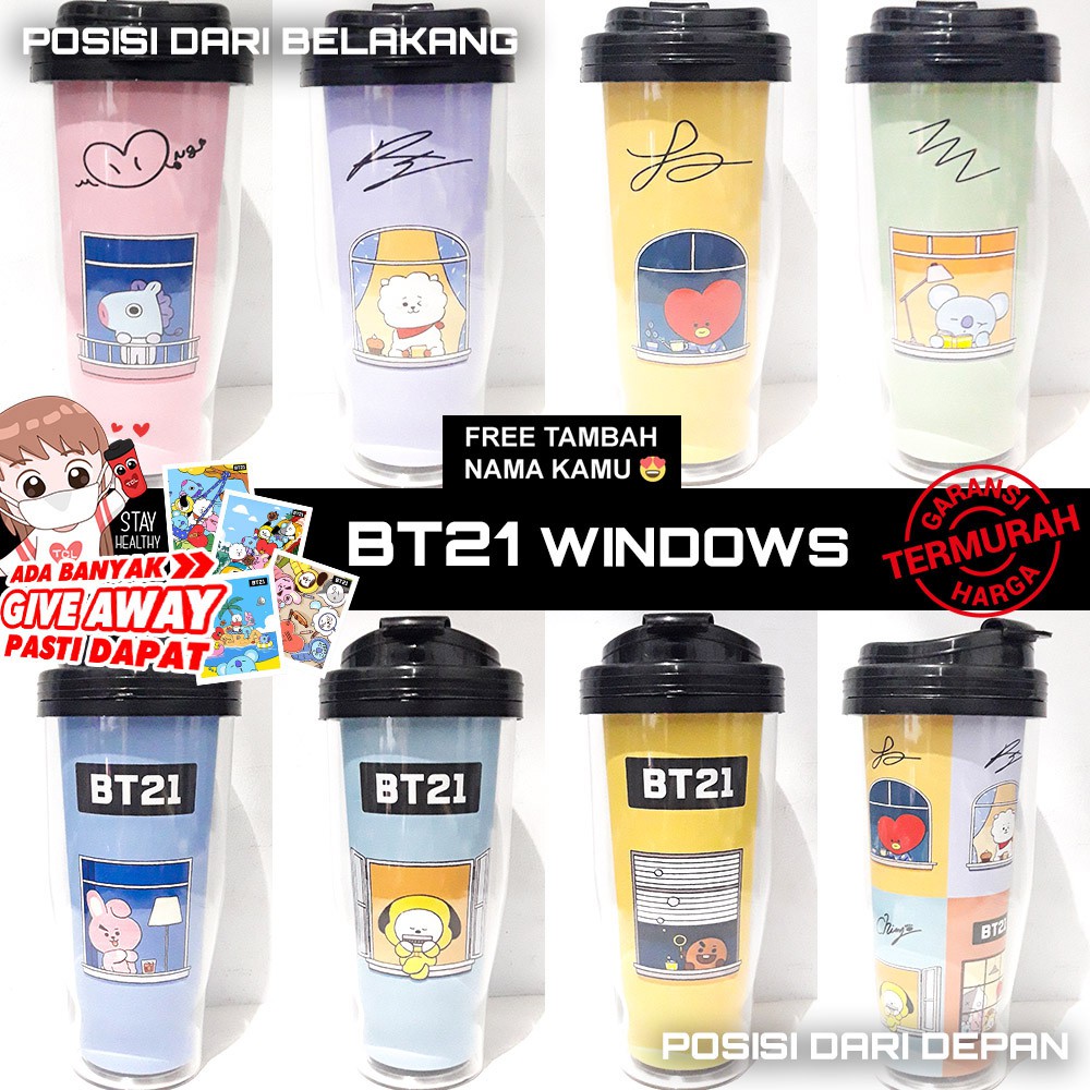 Tumbler BTS BT21 WINDOWS - CHIMMY KOYA COOKY TATA RJ MANG SHOOKY VAN ...