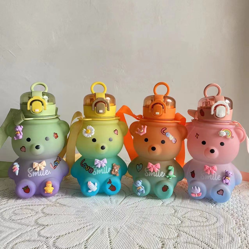 800ML Gradient Cute Little Bear Water Bottle KIDS Portable Botol Air ...