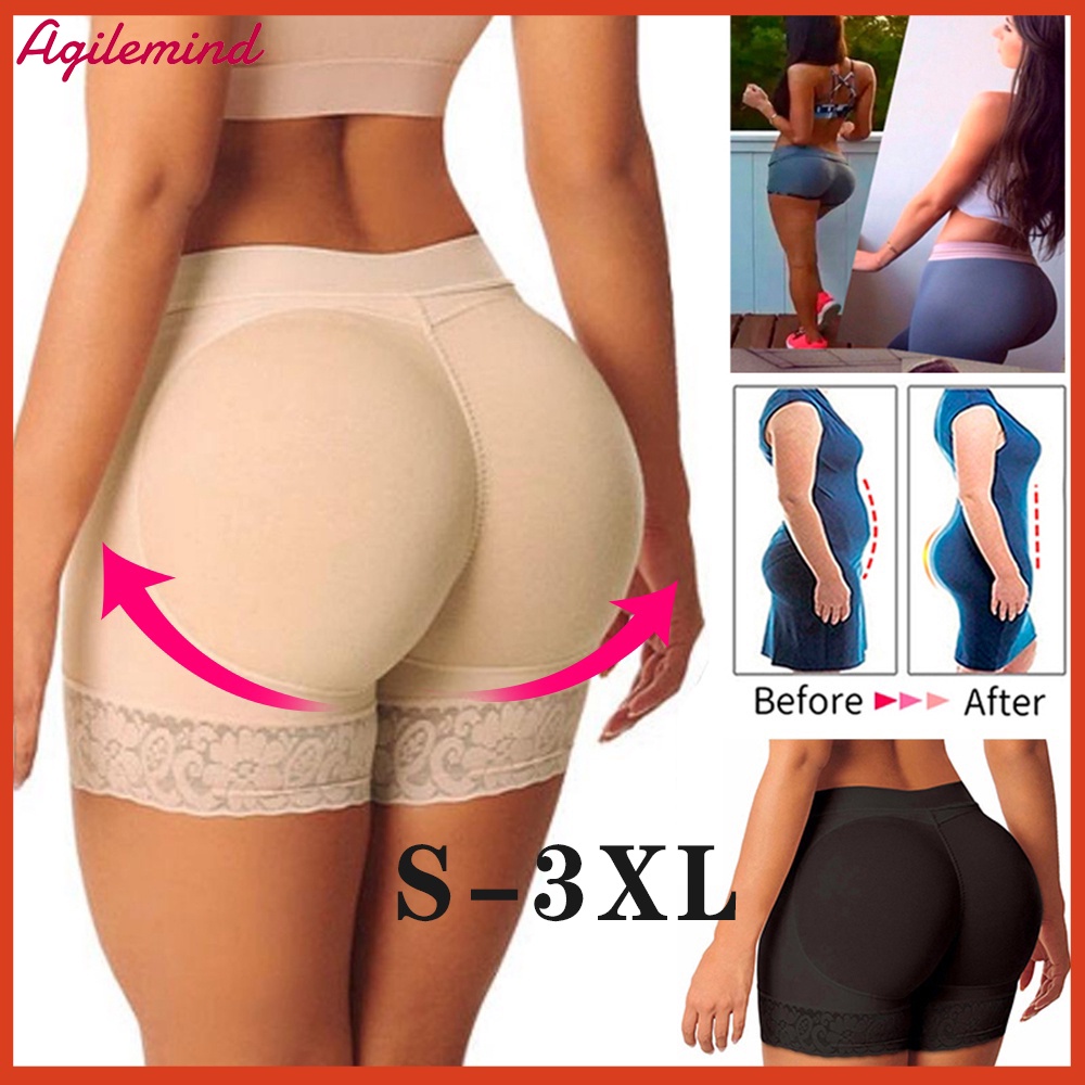 AgileMind】Women Body Shaper Butt Lifter Trainer Lift Butt Hip Enhancer  Seamless Panties Woman Fake Ass Padded Panties