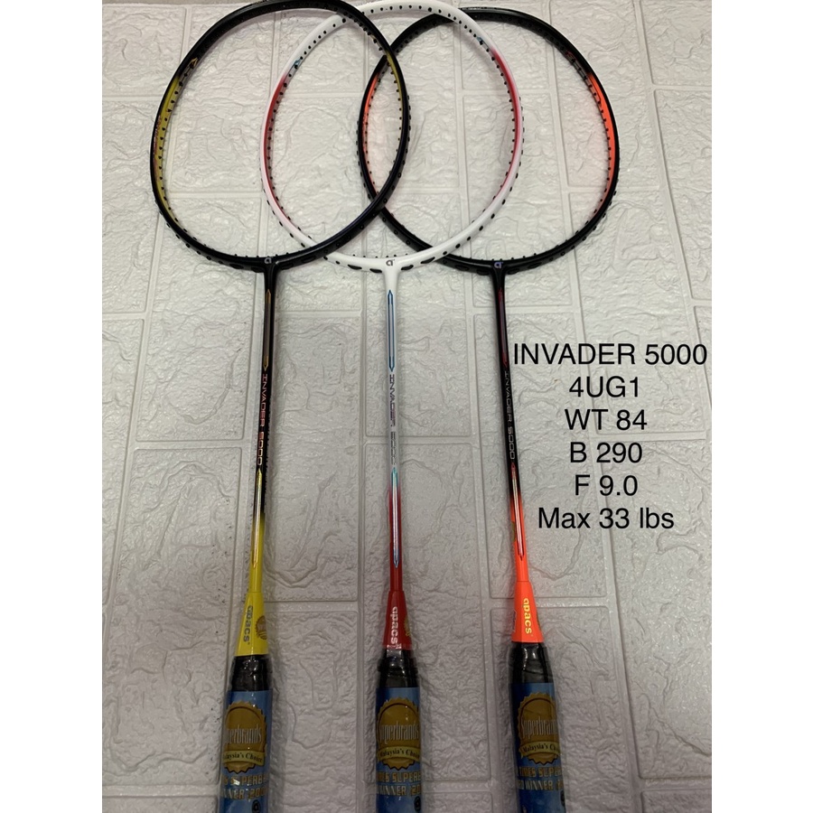 Apacs Badminton Racket NEW INVADER 5000 Grip 4U G1 Strong 33 lbs