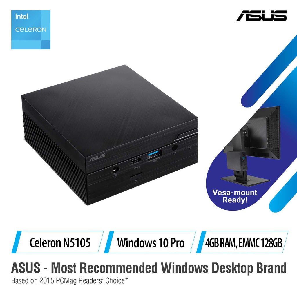 ASUS MINI PC PN41BC478AD Celeron N5105 Processor, 4GB RAM, EMMC 128G