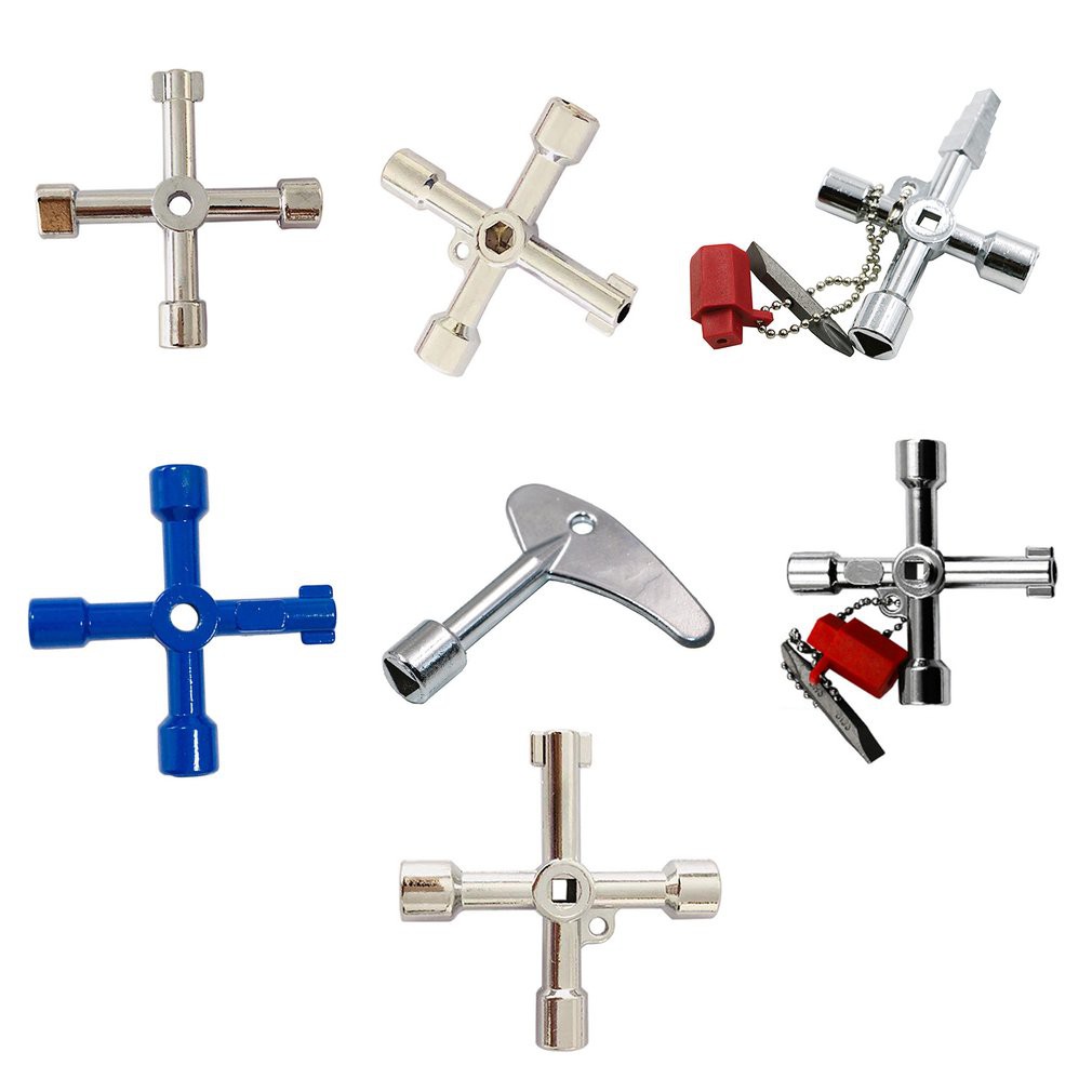 【Y⛳】Multifunction 4 Ways Universal Triangle Wrench Cross Key Plumber Keys Triangle Electric Control Cabinet Triangle Key Wrench Water Meter Valve home living cabinet Universal Panel Key Lock Wrench Tr