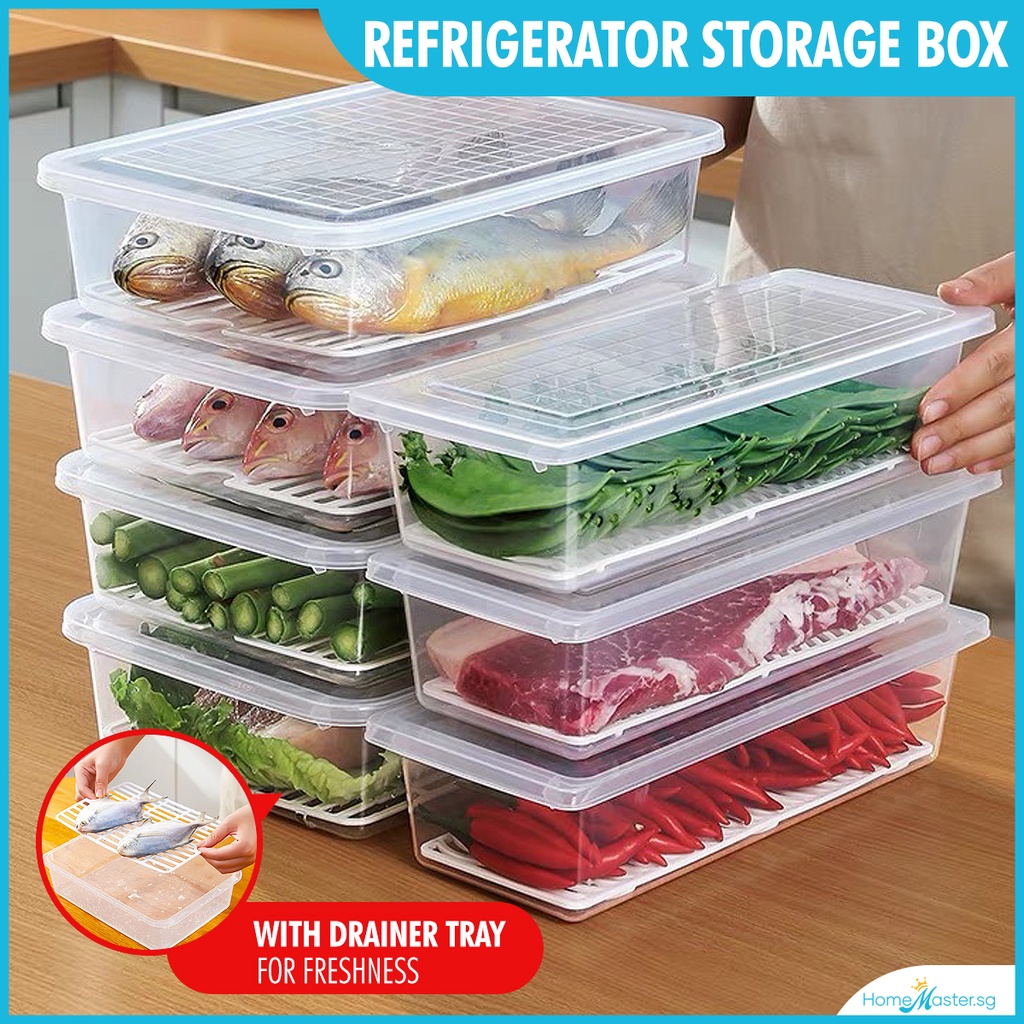 [SG Ready Stock] Food Storage Box with Drainer Tray*Refrigerator ...