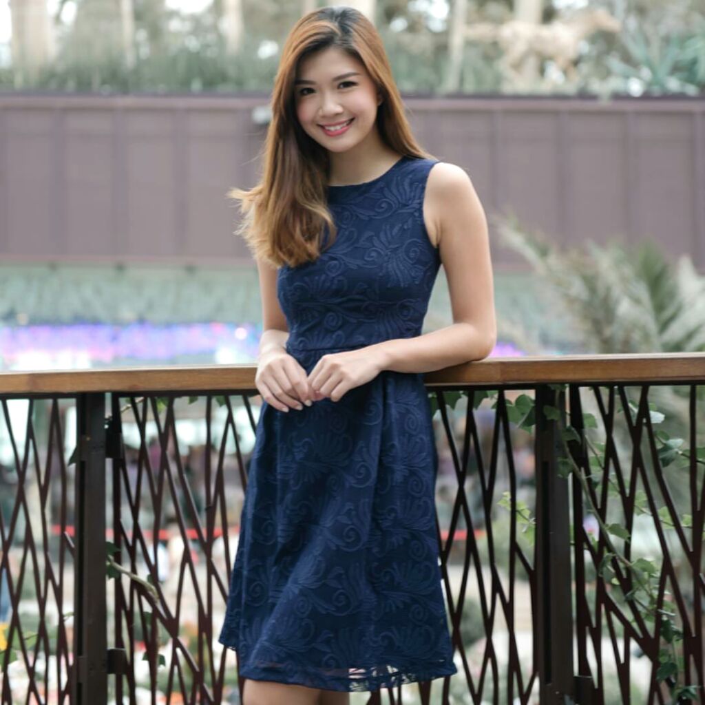BNWT Eternity Loft Catherine Crochet Midi Dress In Navy | Shopee Singapore