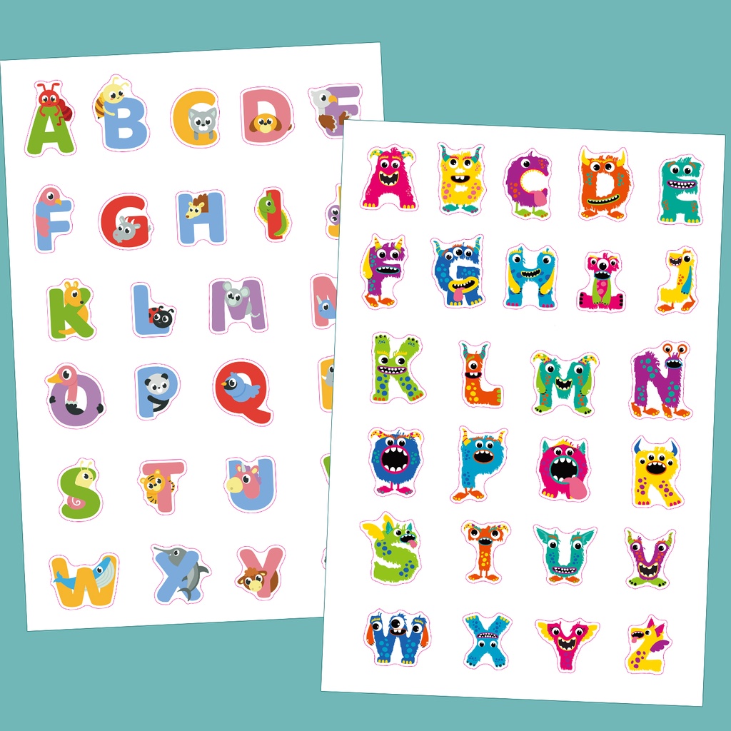 156Pcs/6Sheets Creative Cute English Alphabet Stickers for Kids ...