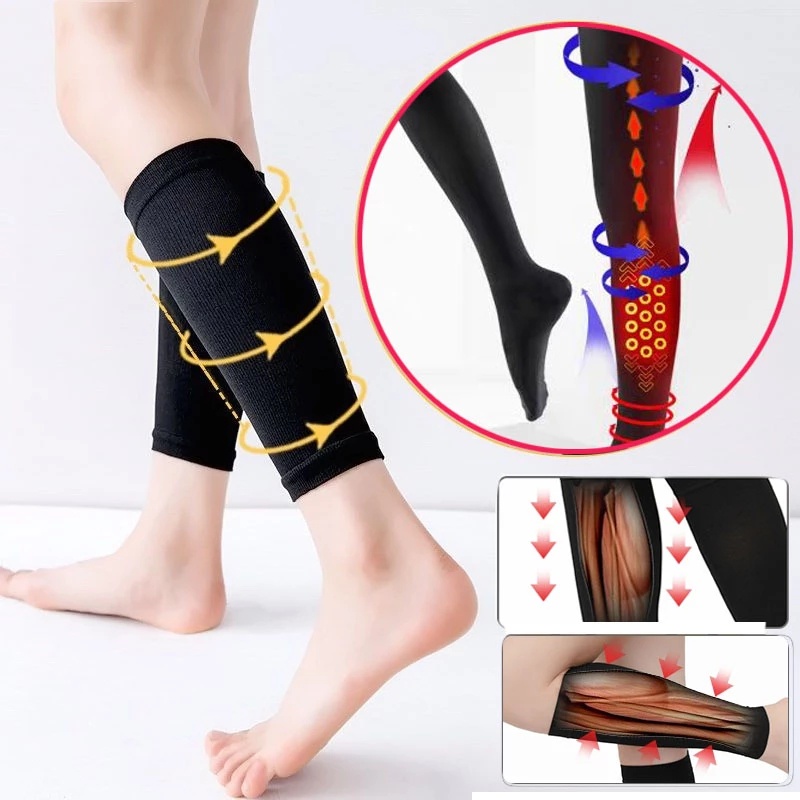 1 Pair Pack Unisex Compression Sock To Prevent Varicose Veins Sports Calf Support Sleeves Leg Footless Compression Socks for splints varicose veins lymphedema running cycling Medical Compression Elast...