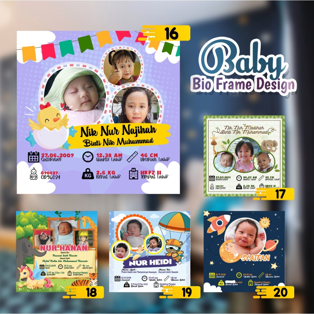FRAME TARPAULIN BABY BIO PELBAGAI DESIGN (SAIZ 8X8 DAN 10X10 INCI ...
