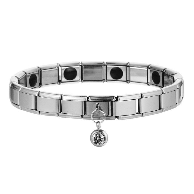Fashion Crystal Charm Germanium Bracelet Stainless Steel Health