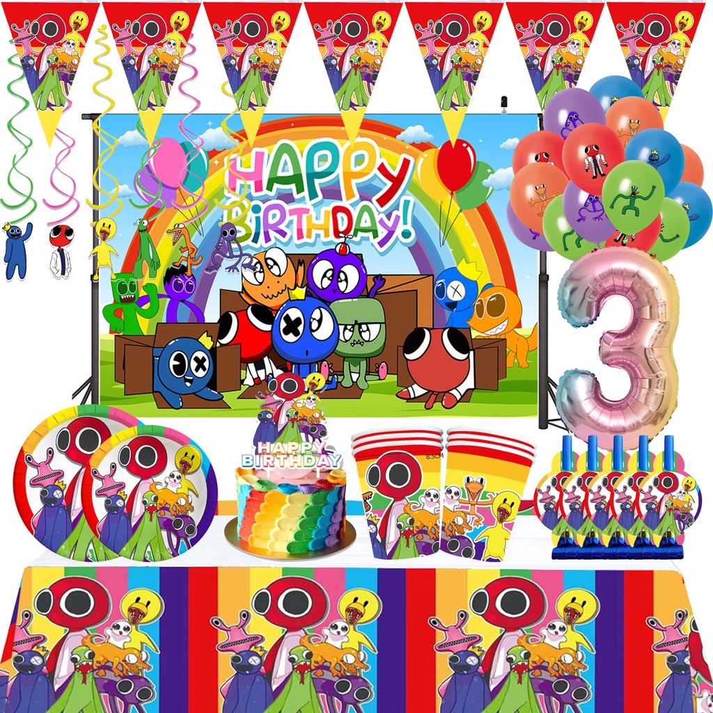 Rainbow Friends Theme Birthday Decoration Tableware Paper Plate Cup ...