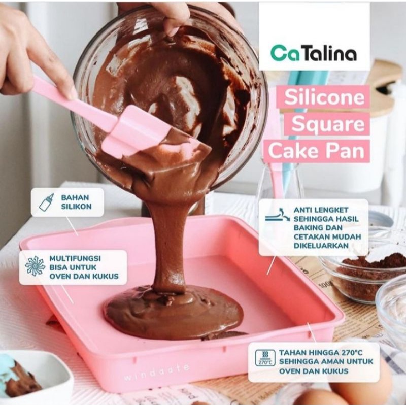 Loyang Kue Silikon Persegi Pink Biru Anti Lengket Tahan Panas Baking Pan Silicone - Gambar 2
