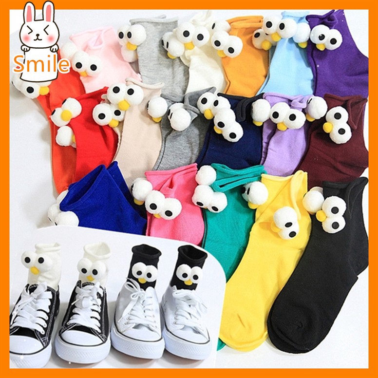 Candy Colors Cartoon Roll High Socks Sesame Eye Socks Autumn And Winter ...