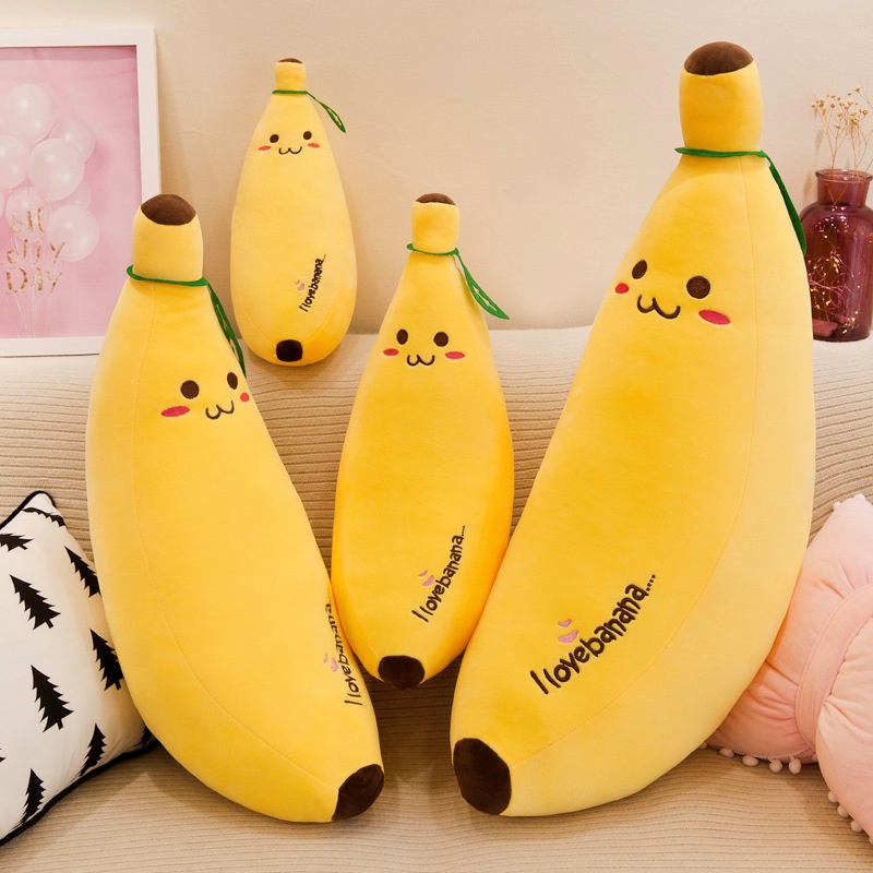 Banana Stuffed Toys Long Fruit Pillows Sleeping Doll Soft Plush Cute Dolls Decoration Soft Touching Easy to Rebound Gift