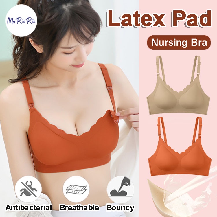SG InStock] Latex Nursing Bra. Maternity. Front Opening. Top buckle.  Wireless Bra - NUS01