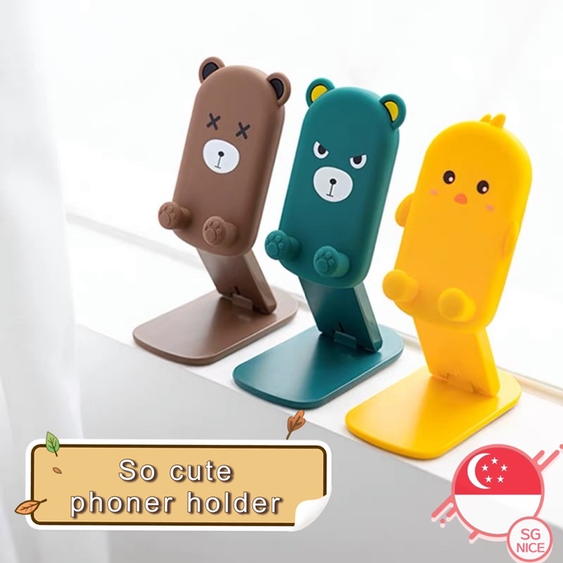 SG READY STOCK Cute Bear Style Adjustable Phone Holder Stand
