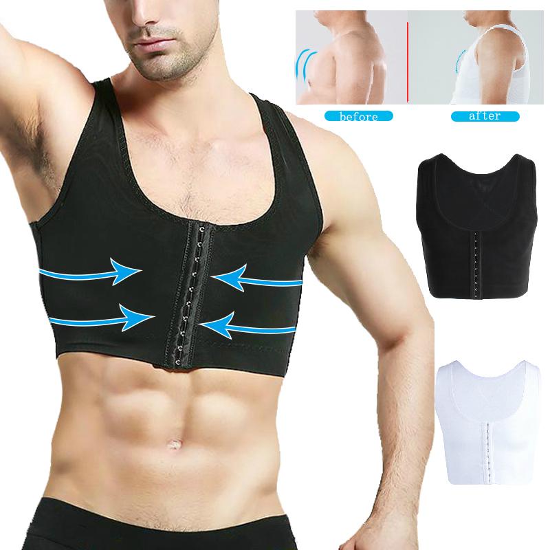 Men Gynecomastia Shaper Slimming Chest Corset Compression Shirt Body Building Sleeveless Tops Posture Correction