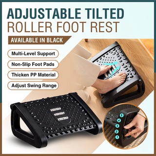 Under Desk Footstool Adjustable Ergonomic Footrest Stool With Rollers Foot  Stepping Platform Comfortable Massage Pad For Gaming