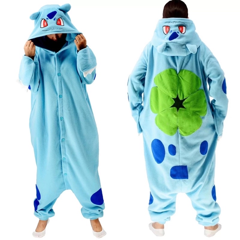 Bulbasaur Pokemon Character Overall Kigurumi Onesie Pajamas Sleepwear Costume Adult Kids Unisex