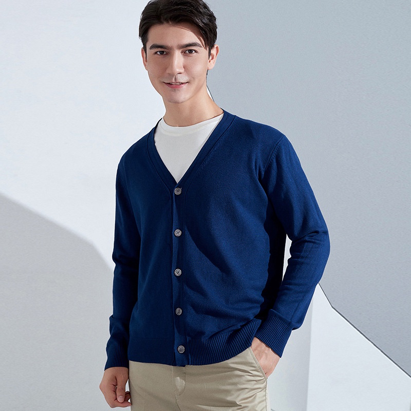 Men’s Cardigan Long Sleeve V-Neck Cardigan Sweaters Casual Basic ...