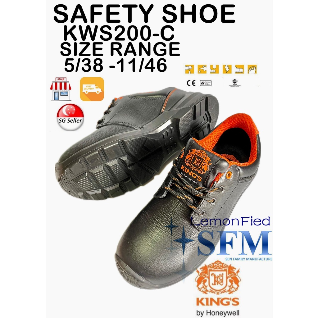 KING'S Safety Shoe KWS200C Size 511 Kitchen AntiSlip Black Unisex