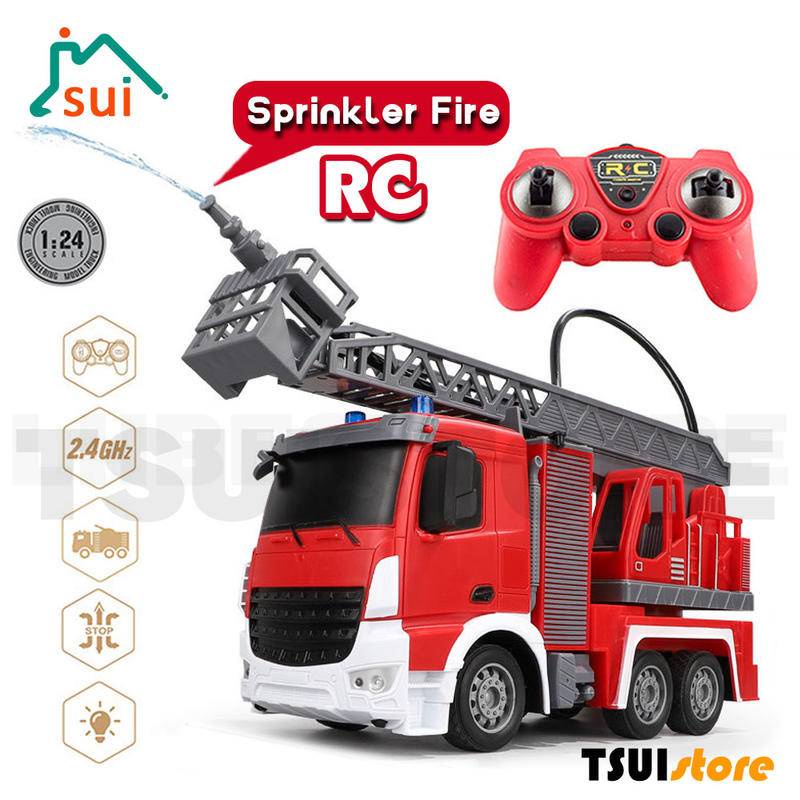 BIG RC Fire Lift Dump Truck Water Spouting Car Remote Control Bulldozer Sanitation Vehicle Ladder Truck Water Sprinkler Pump Toys for Children Christmas Gift Shopee Singapore