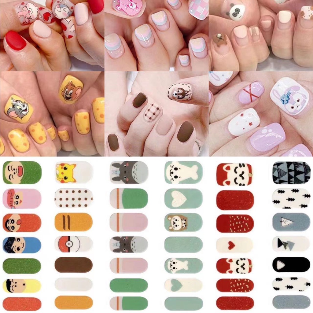 🌟SG Stock🌟Nail Stickers Cartoon Nail Sticker Full Nail Wraps Art Polish ...