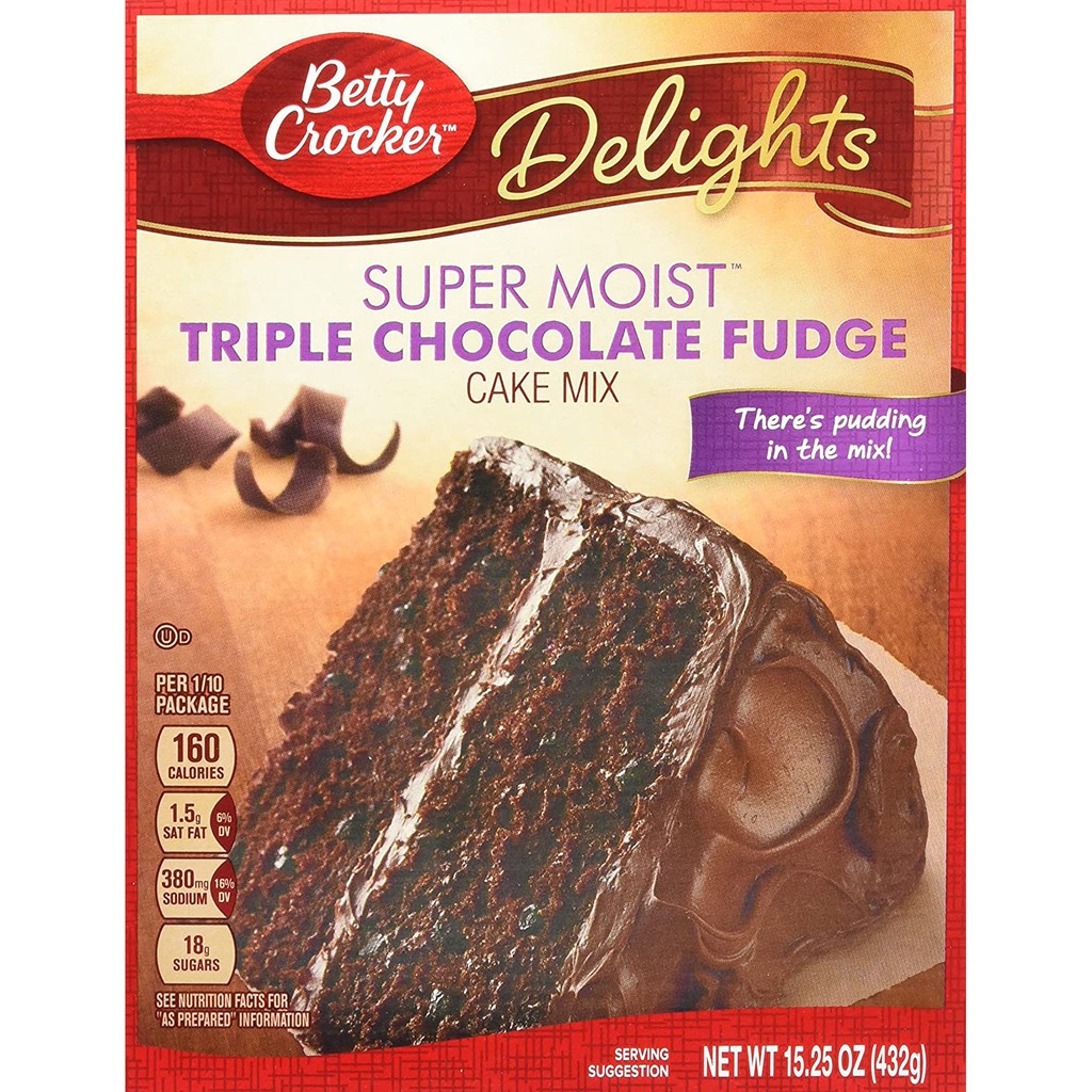 ON Betty Crocker Super Moist Triple Chocolate Fudge Cake Mix 432g EXP