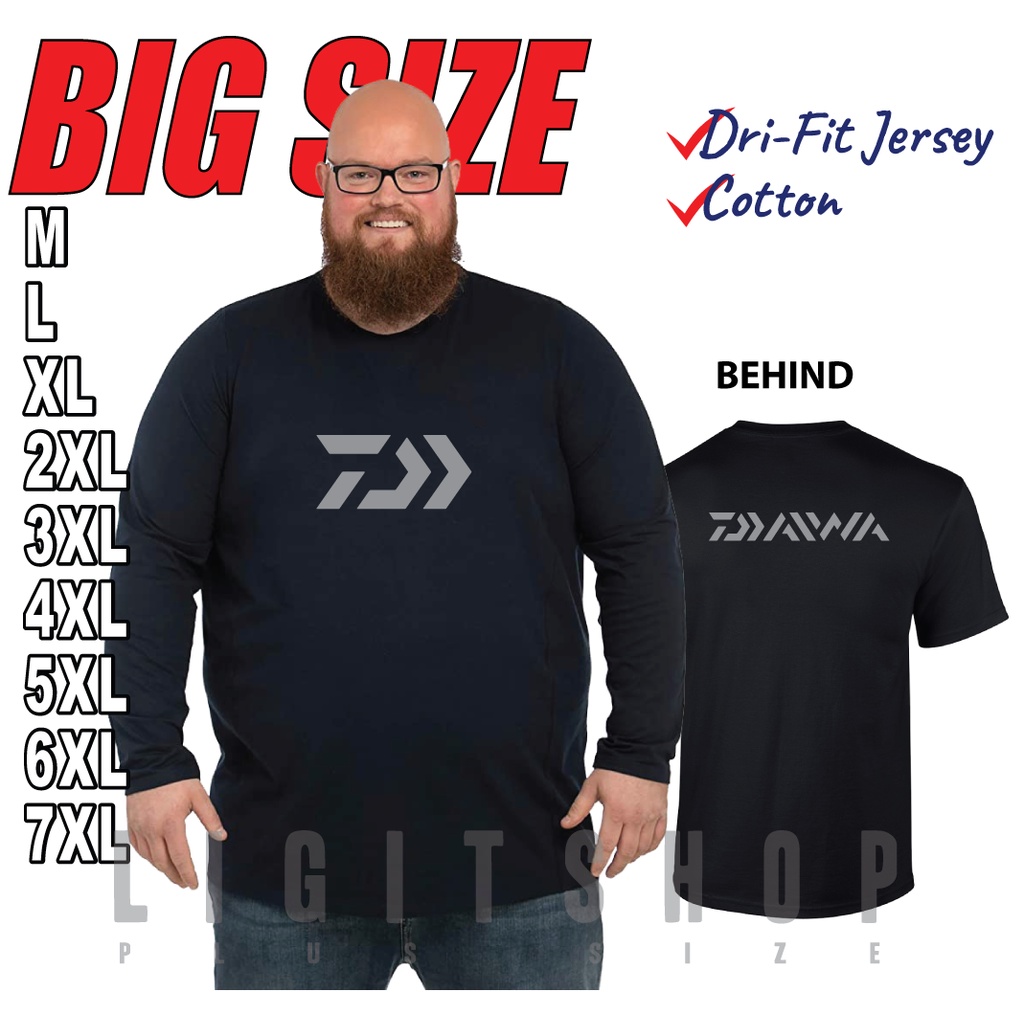 BIG SIZE Men Daiwa Fishing T-Shirt Jersey Cotton 7XL 6XL 5XL Short Long  Sleeve Baju Besar Oversized
