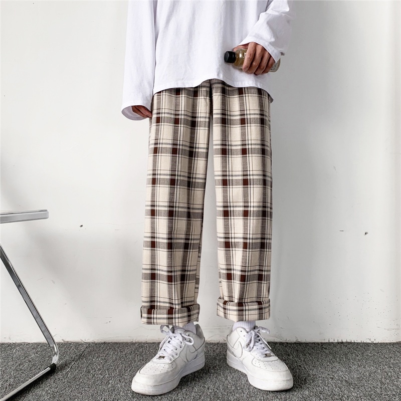 Mens black and hot sale white checkered trousers