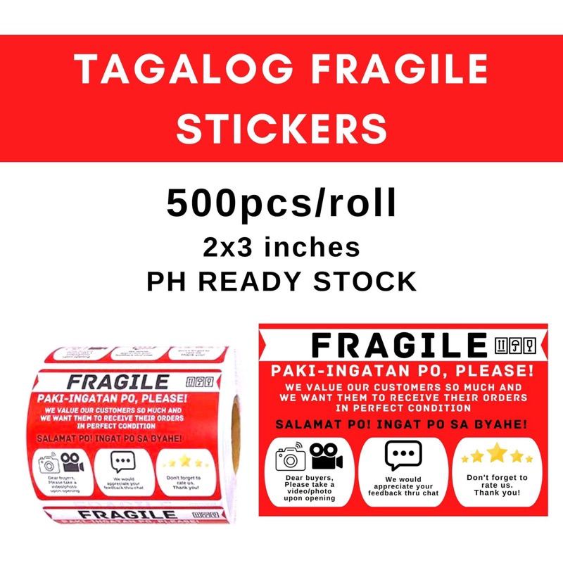 Tagalog Fragile Sticker Label 500pcs | Shopee Singapore
