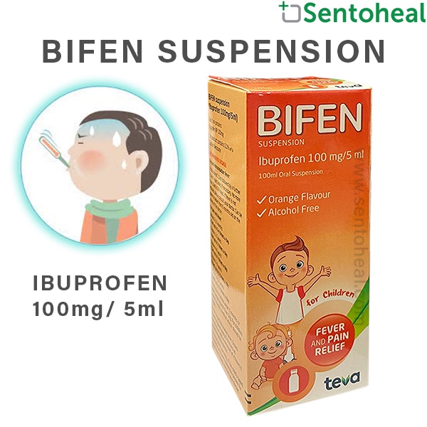 Bifen Suspension 100ml Ibuprofen 100mg/ 5ml Generic Nurofen for children/ Fever Pain