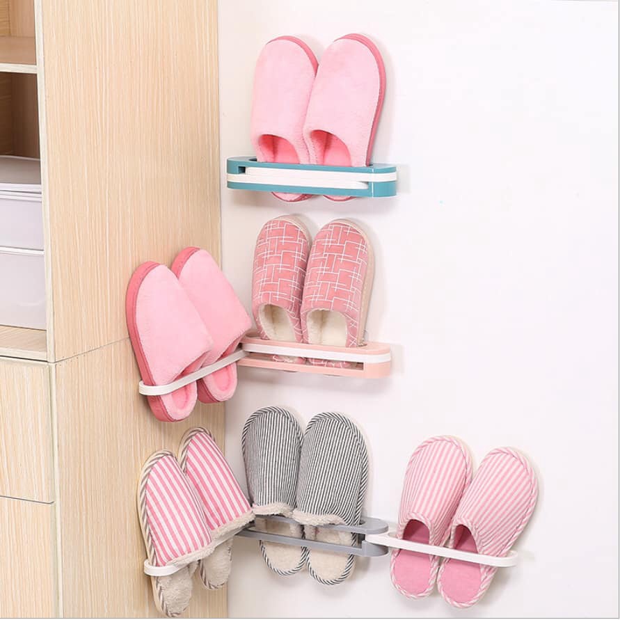 Slipper Rack Bathroom Wall-Mounted Foldable Slippers Rack Free Punch ...