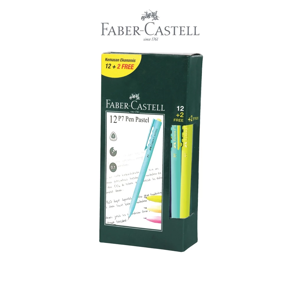Faber-Castell Ballpoint Pen P7 Pastel 0,7 Black Ink 12 Pcs Free 2 - Gambar 2