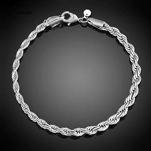 HEL_Women's 925 Sterling Silver Twist Bangle Cuff Charm Bracelet Clasp Party Jewelry