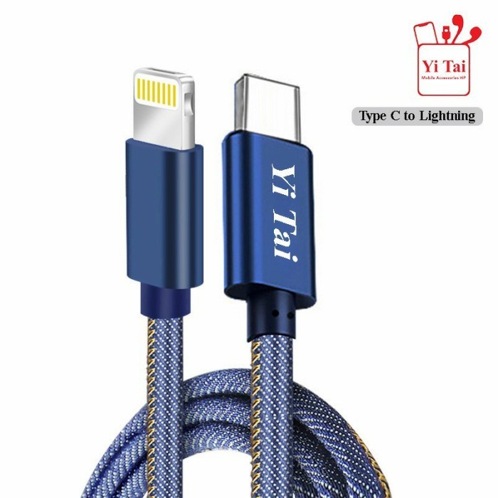 YI TAI - Kabel Data Type C ke Iphone Lightning Denim Fast Charging - Gambar 2