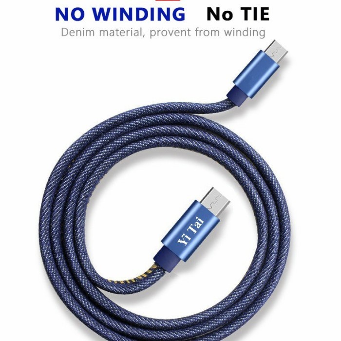 YI TAI - Kabel Data Type C ke Type C Denim Fast Charging