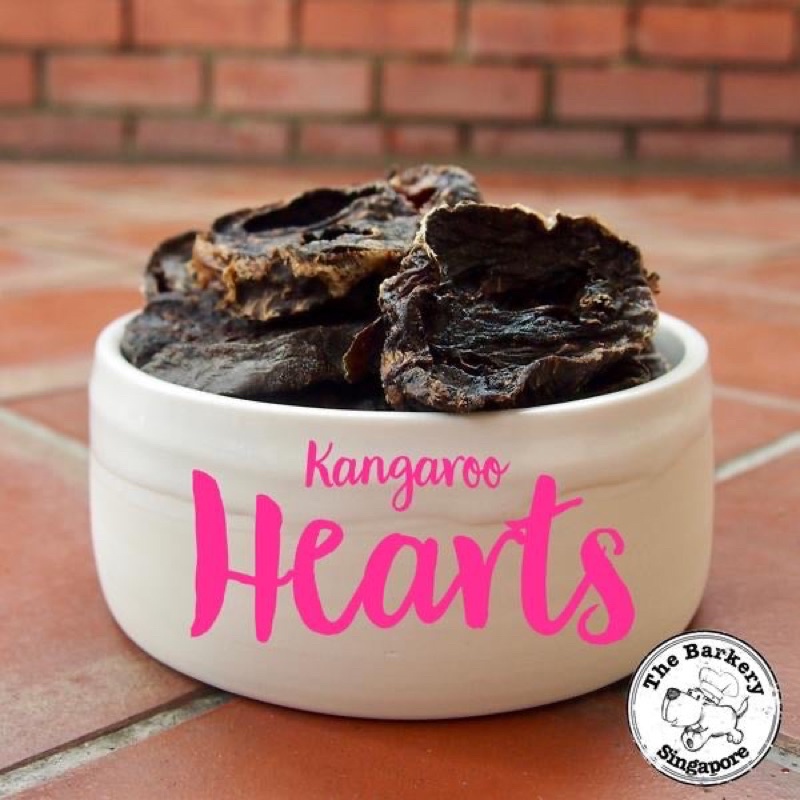 The Barkery Dehydrated Kangaroo Hearts Treats for Dogs (100g) Shopee