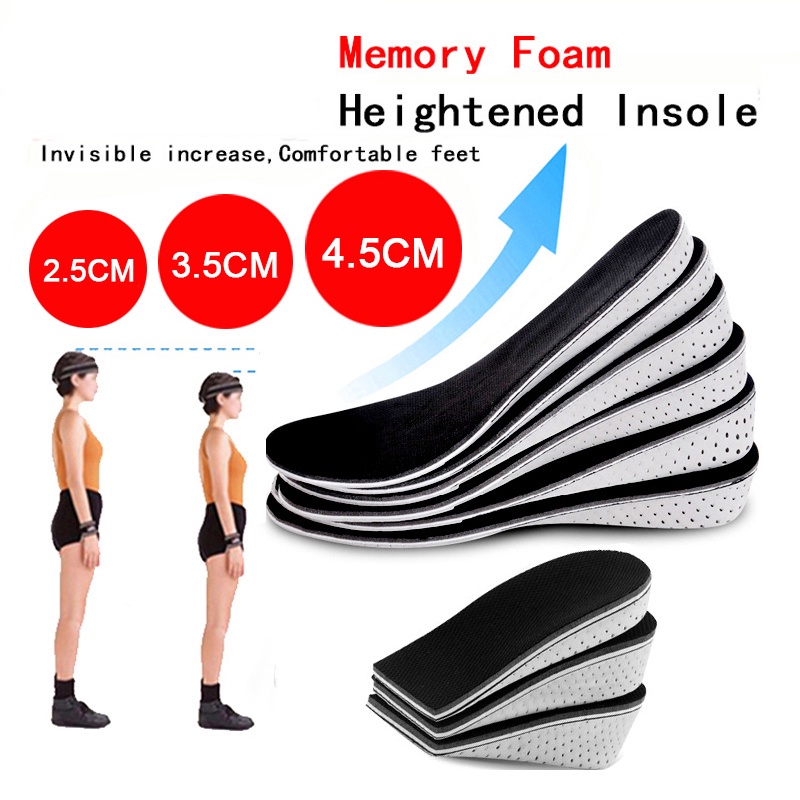 3 Pairs Unisex Memory Foam Height Increase Insole Breathable and