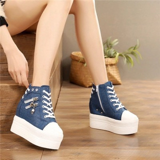 White canvas clearance wedge sneakers